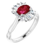 14K White Lab-Grown Ruby & 1/4 CTW Diamond Ring